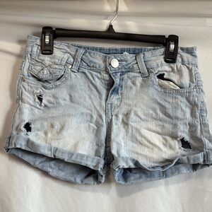 Warehouse Blue Jean Shorts Distressed Casual